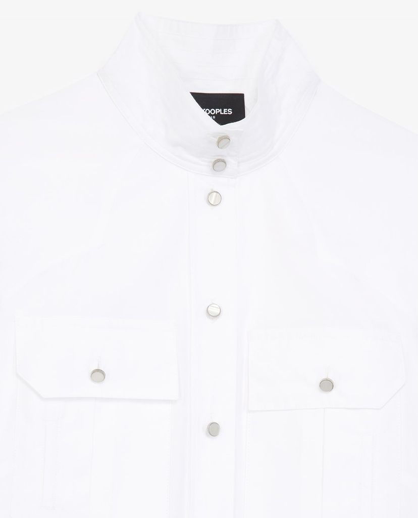 THE KOOPLES - Đầm mini cổ trụ tay dài Belted White With Pockets