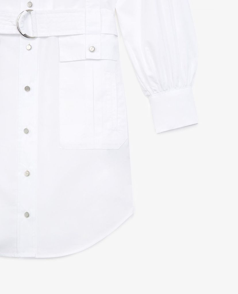 THE KOOPLES - Đầm mini cổ trụ tay dài Belted White With Pockets