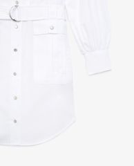 THE KOOPLES - Đầm mini cổ trụ tay dài Belted White With Pockets