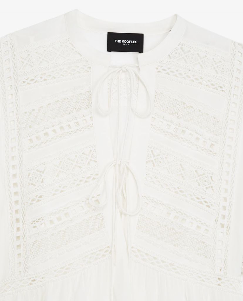 THE KOOPLES - Đầm mini cổ trụ tay dài Lace Detailing