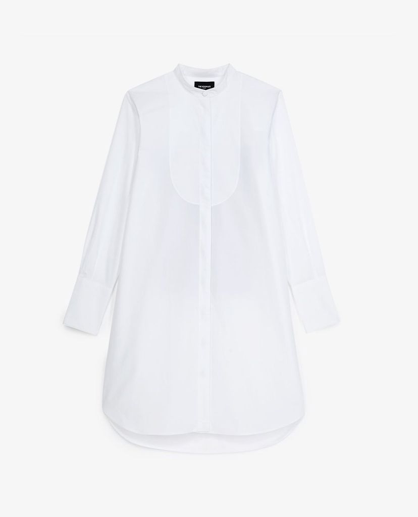 THE KOOPLES - Đầm mini sơ mi cổ trụ tay dài phom suông thời trang