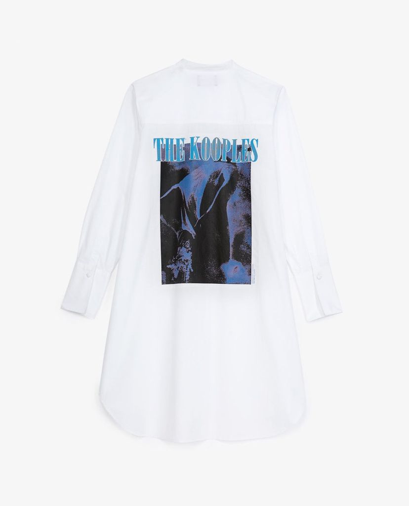 THE KOOPLES - Đầm mini sơ mi cổ trụ tay dài phom suông thời trang