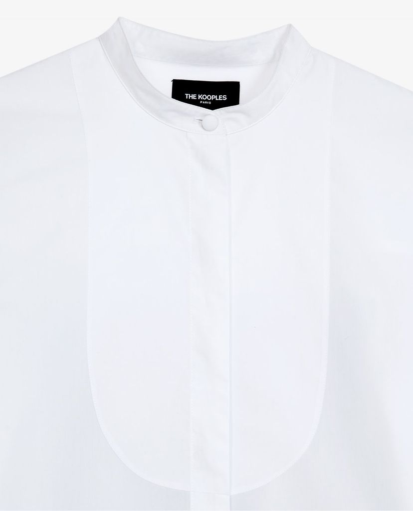 THE KOOPLES - Đầm mini sơ mi cổ trụ tay dài phom suông thời trang