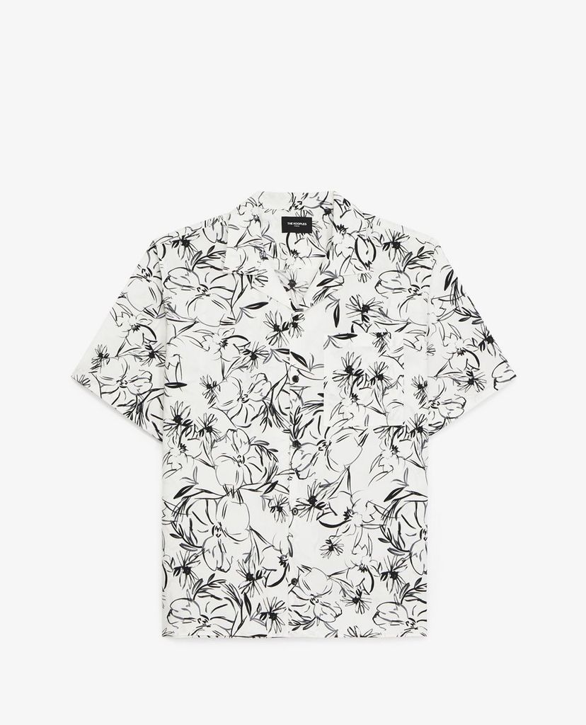 THE KOOPLES - Áo sơ mi nam tay ngắn Black And White Floral
