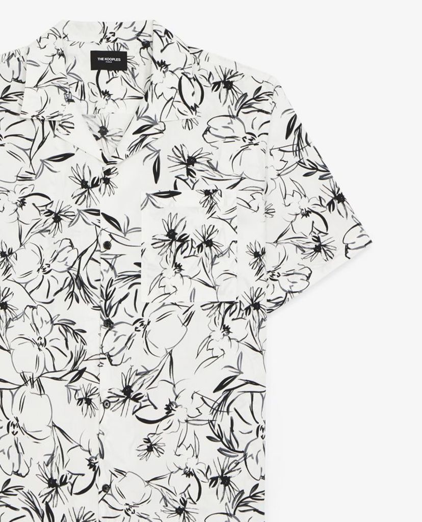 THE KOOPLES - Áo sơ mi nam tay ngắn Black And White Floral