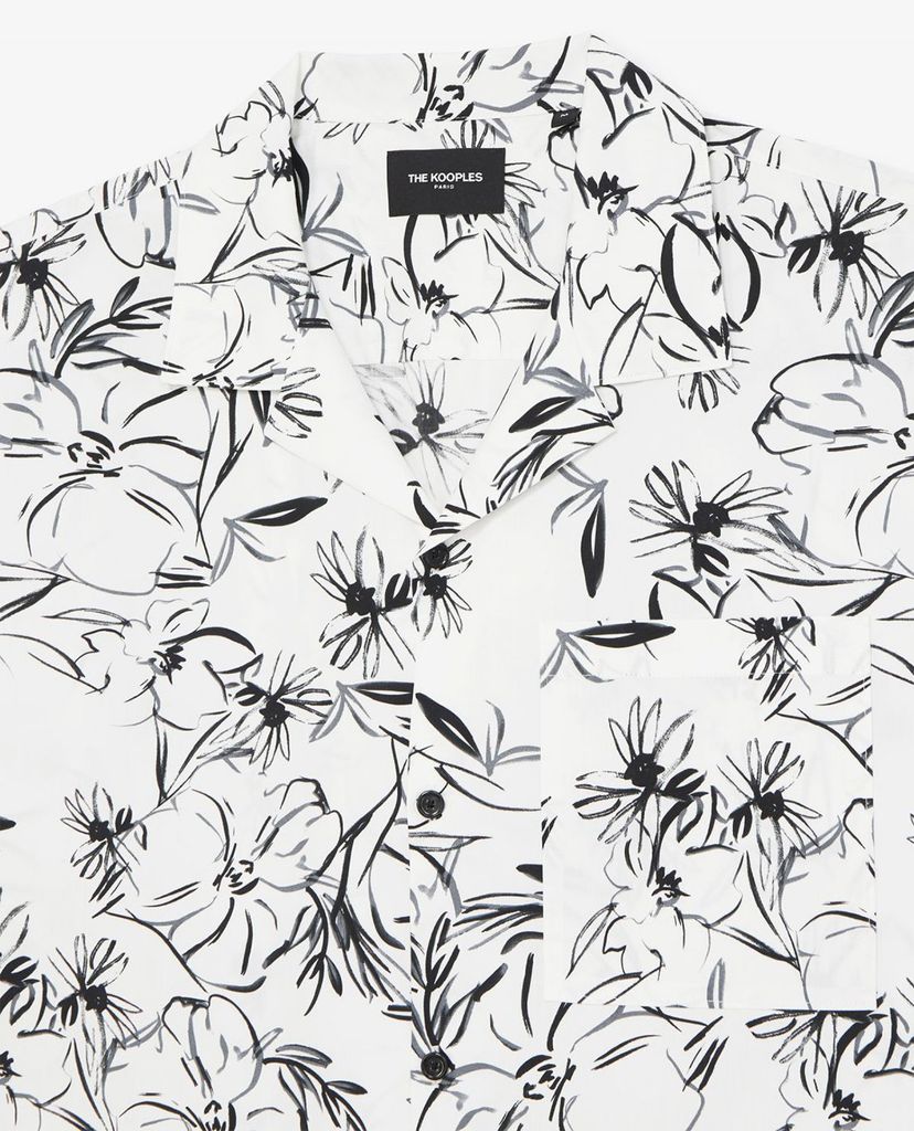 THE KOOPLES - Áo sơ mi nam tay ngắn Black And White Floral