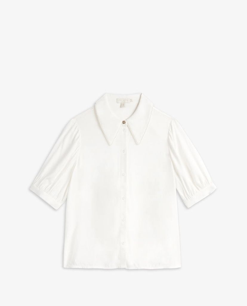 TED BAKER - Áo kiểu nữ tay ngắn cổ bẻ đính hạt Guiliaa