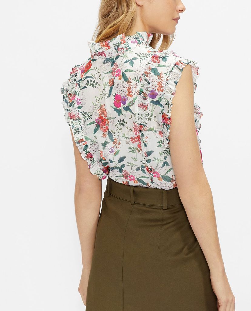 TED BAKER - Áo sơ mi nữ cổ cao họa tiết hoa Maddox
