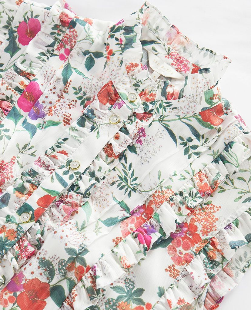 TED BAKER - Áo sơ mi nữ cổ cao họa tiết hoa Maddox