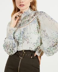 TED BAKER - Áo kiểu nữ cổ cao tay dài Marrin
