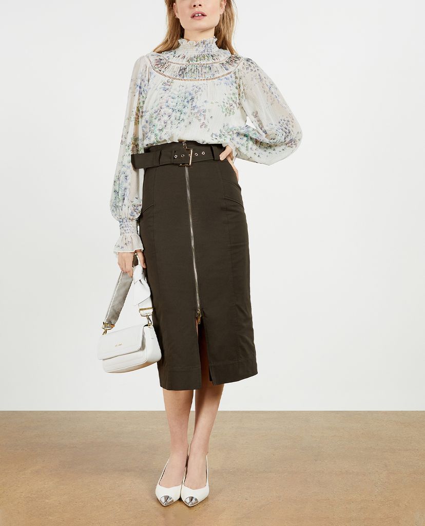 TED BAKER - Áo kiểu nữ cổ cao tay dài Marrin