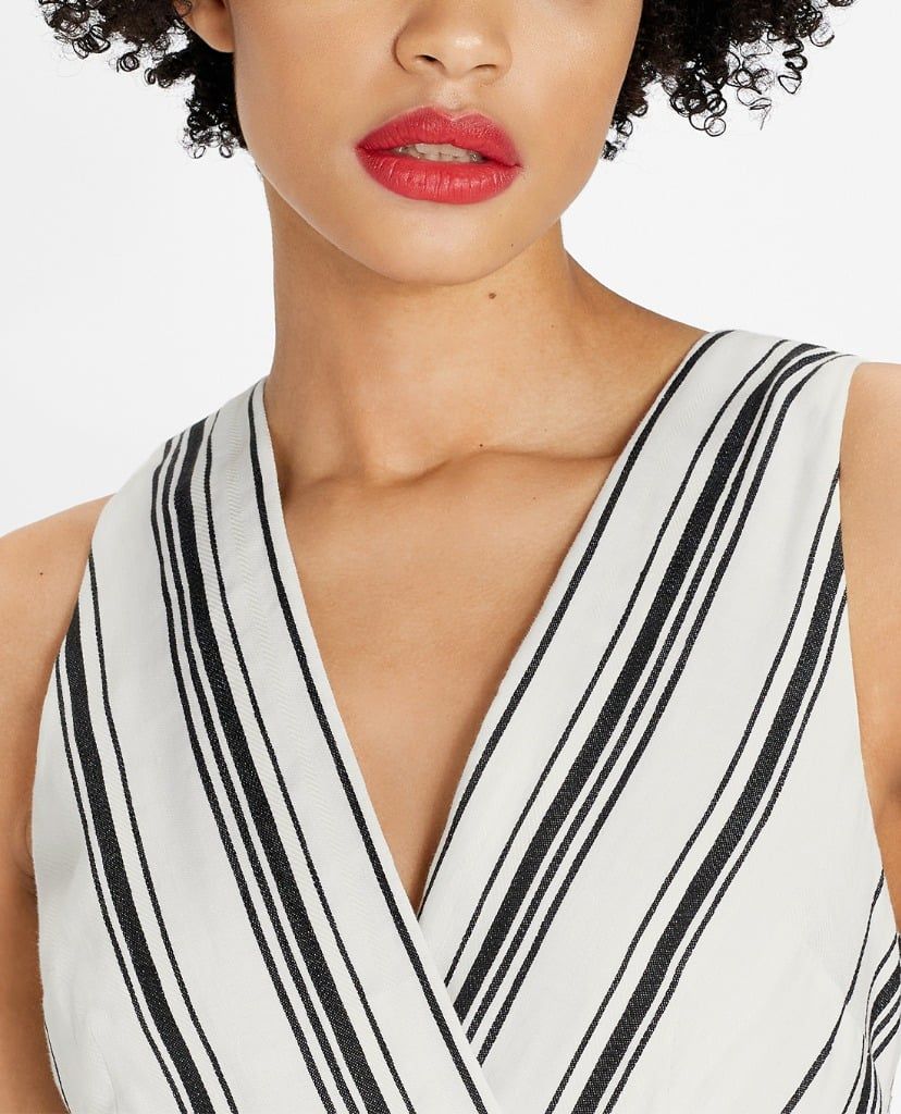 TED BAKER - Đầm mini sát nách cổ V Aliicee Stripe