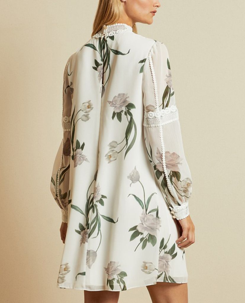 TED BAKER - Đầm mini tay dài cổ trụ Leyora Elderflower