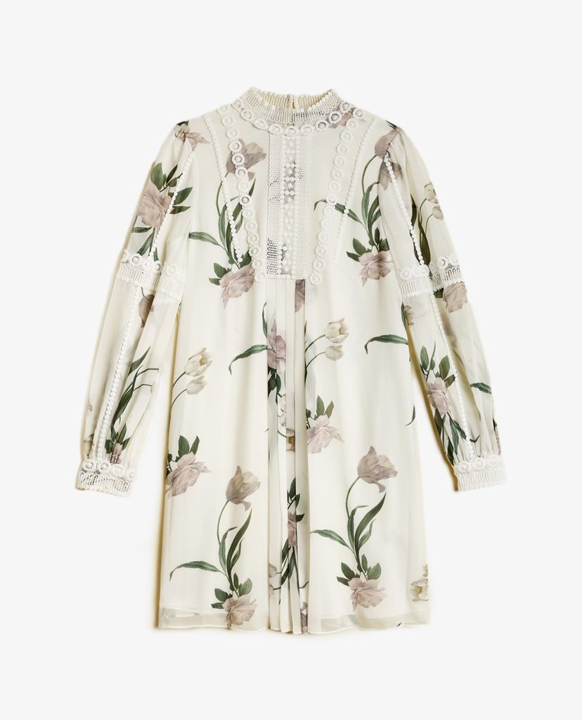 TED BAKER - Đầm mini tay dài cổ trụ Leyora Elderflower