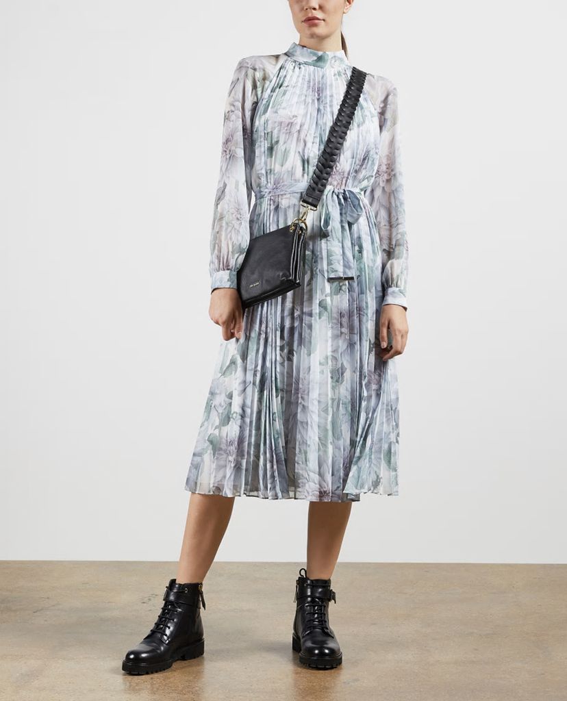 TED BAKER - Đầm midi tay dài xếp li Luuluu