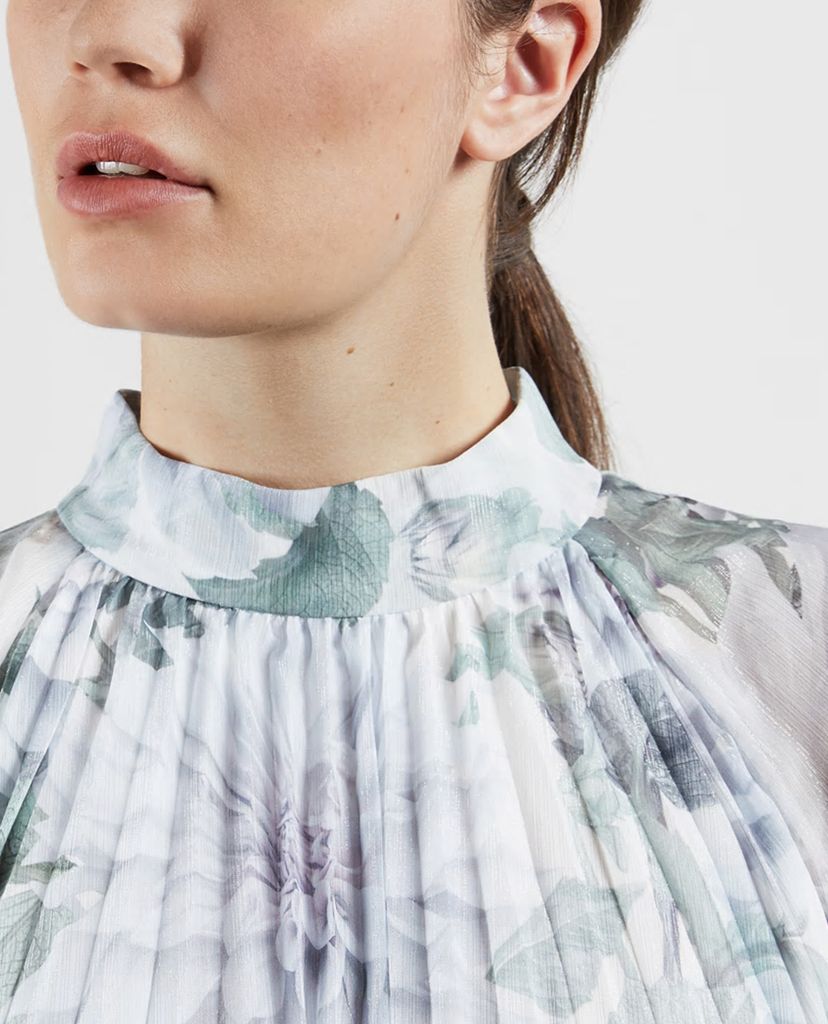 TED BAKER - Đầm midi tay dài xếp li Luuluu