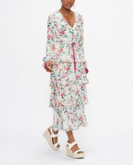 TED BAKER - Đầm midi xếp tầng tay dài Milliii