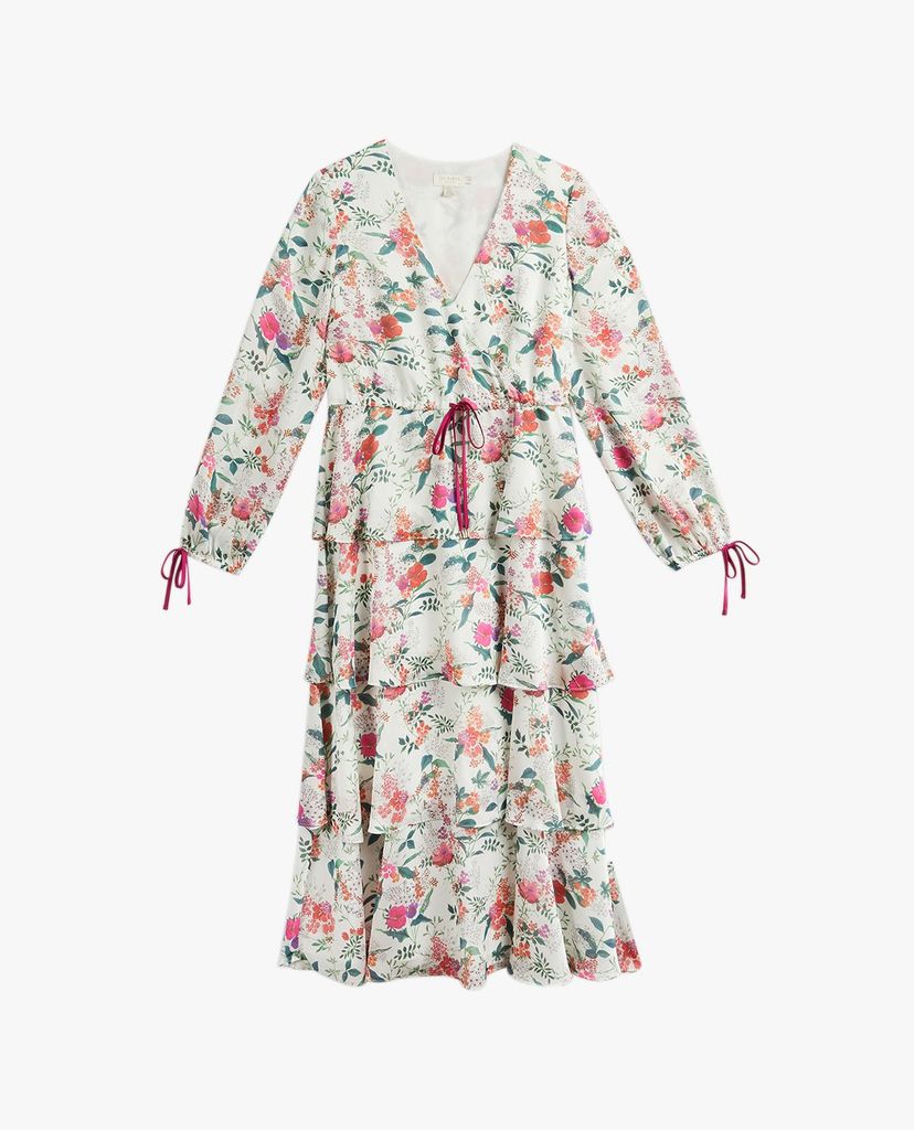 TED BAKER - Đầm midi xếp tầng tay dài Milliii