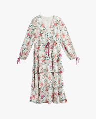 TED BAKER - Đầm midi xếp tầng tay dài Milliii