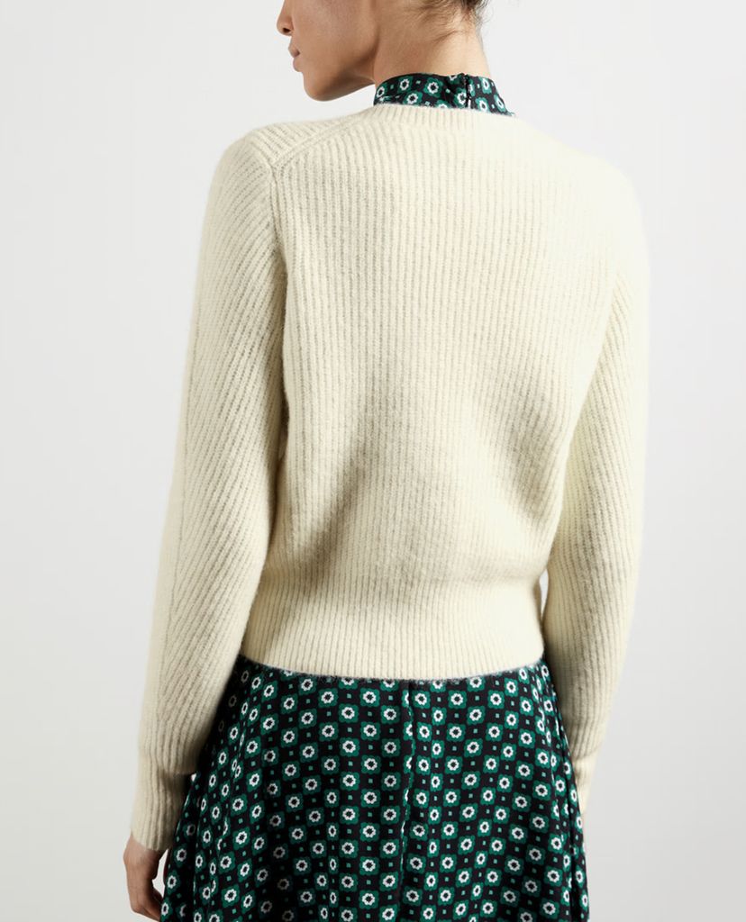 TED BAKER - Áo khoác cardigan nữ tròn Interest Stitch