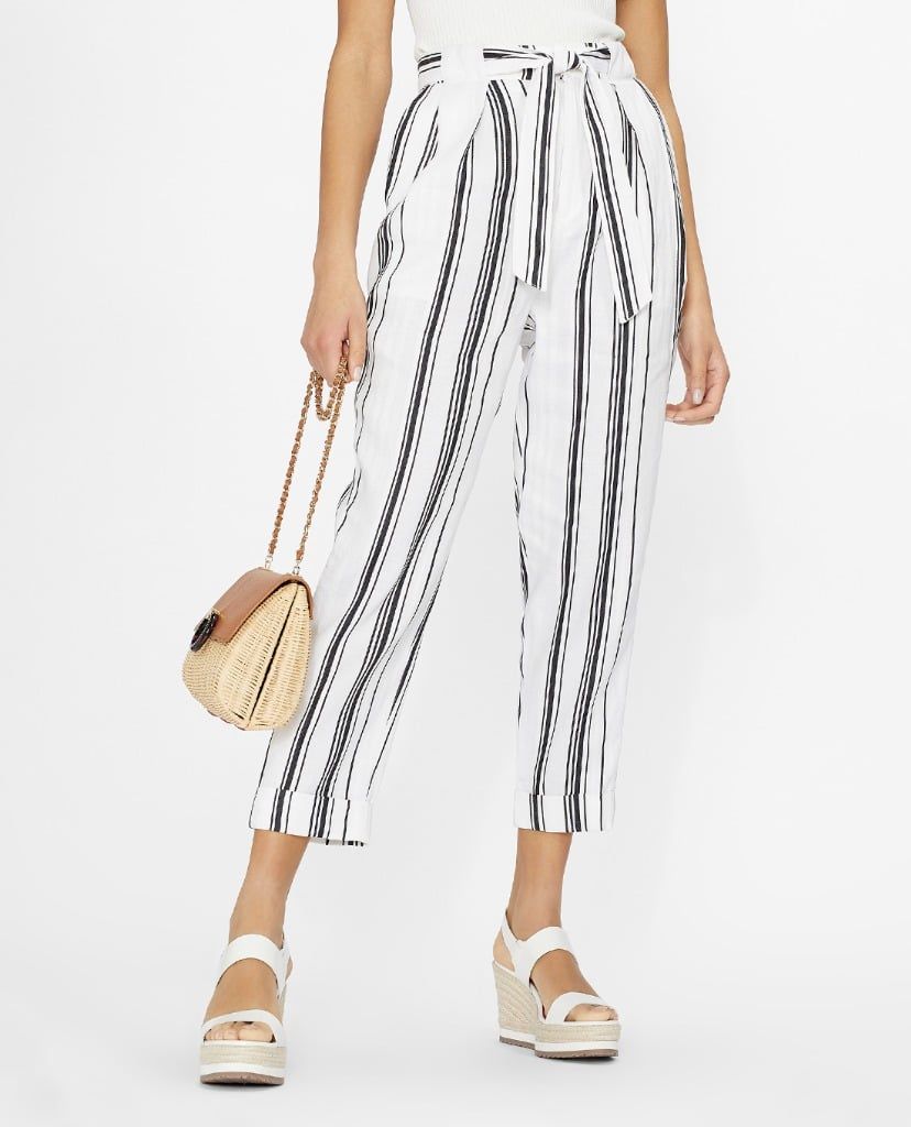 TED BAKER - Quần kiểu nữ lưng cao phối kẻ sọc Asherr