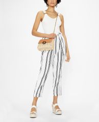 TED BAKER - Quần kiểu nữ lưng cao phối kẻ sọc Asherr