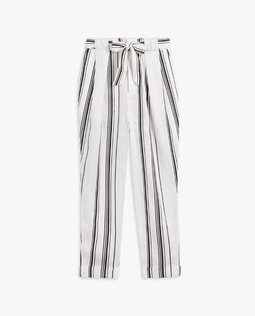 TED BAKER - Quần kiểu nữ lưng cao phối kẻ sọc Asherr