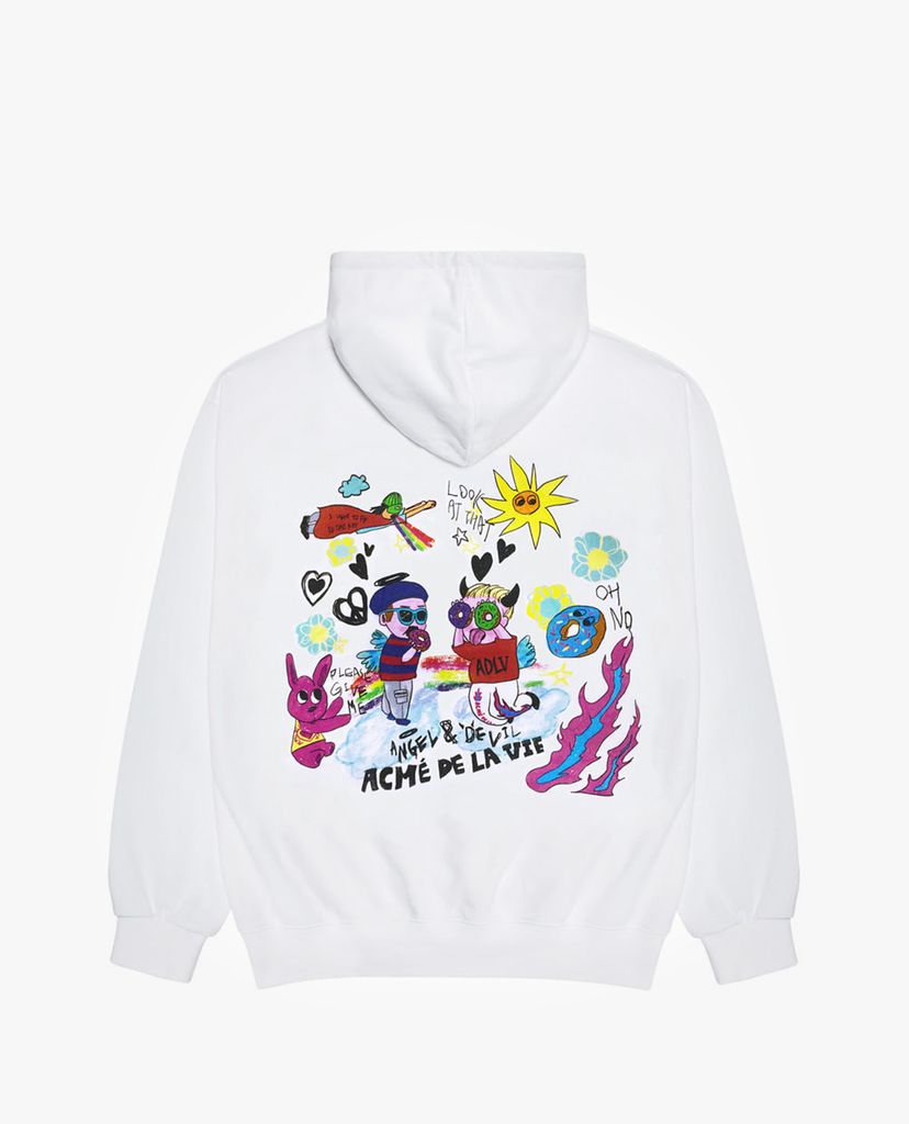 ADLV - Áo hoodie tay dài mũ trùm Angel And Devil
