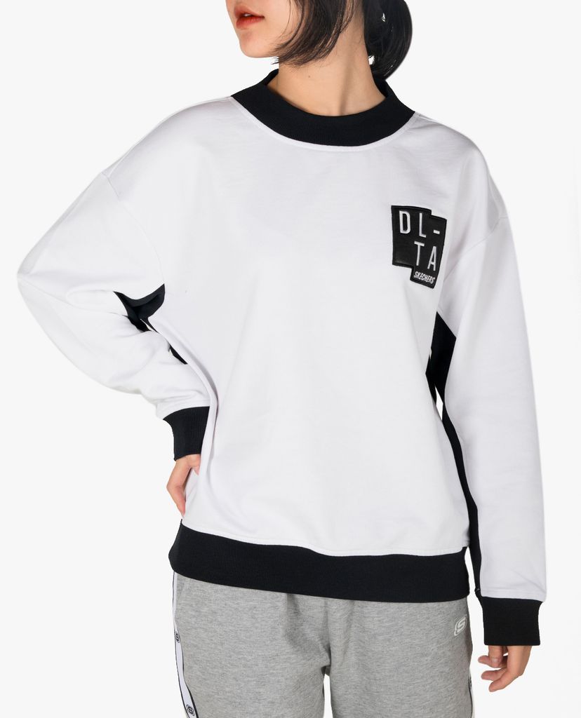 SKECHERS - Áo hoodie nữ cổ tròn tay dài phối chữ in DLT