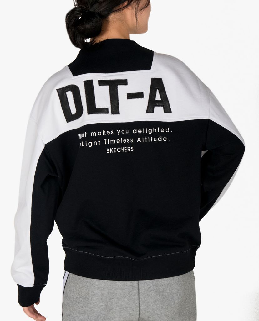 SKECHERS - Áo hoodie nữ cổ tròn tay dài phối chữ in DLT
