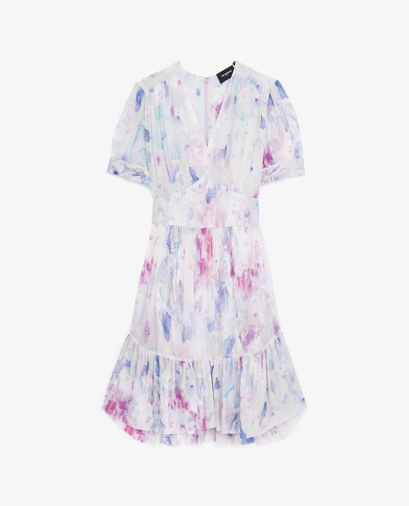 THE KOOPLES - Đầm midi cổ V tay ngắn Frills
