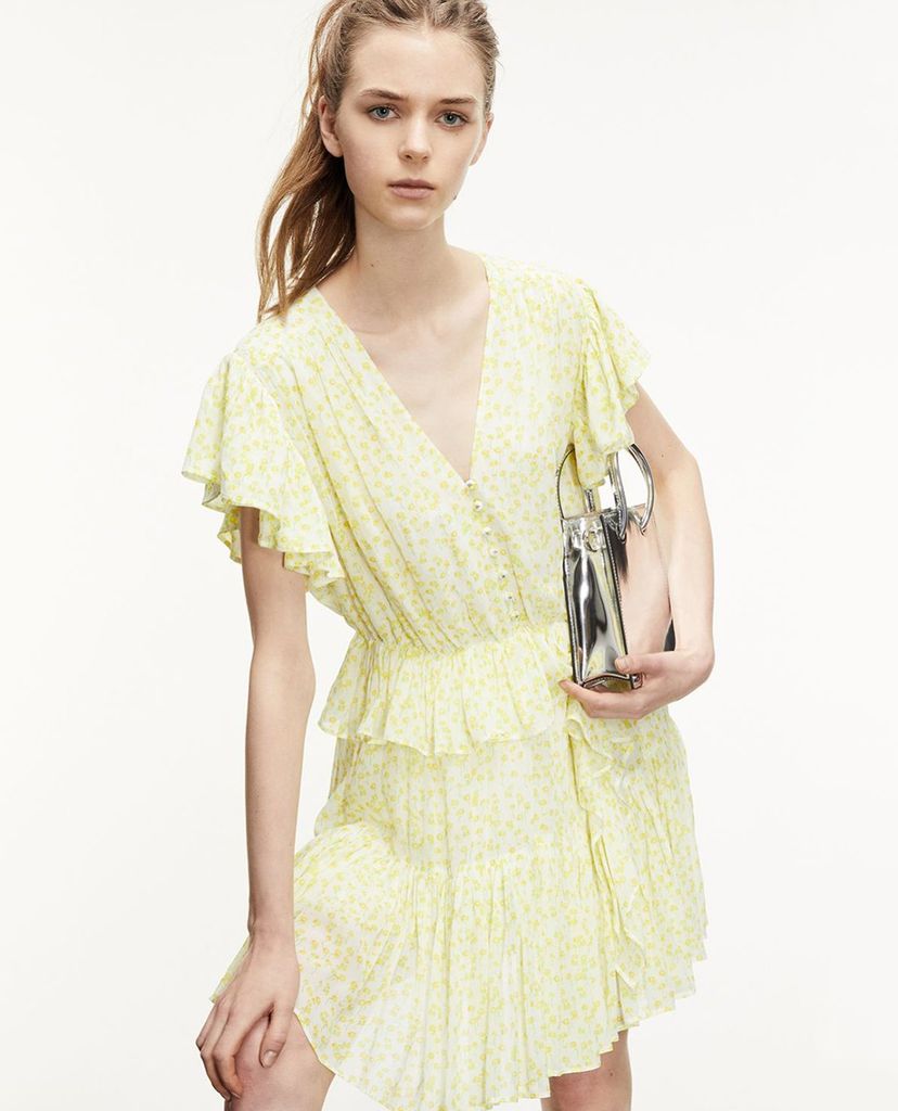 THE KOOPLES - Đầm mini cổ V tay ngắn Frills