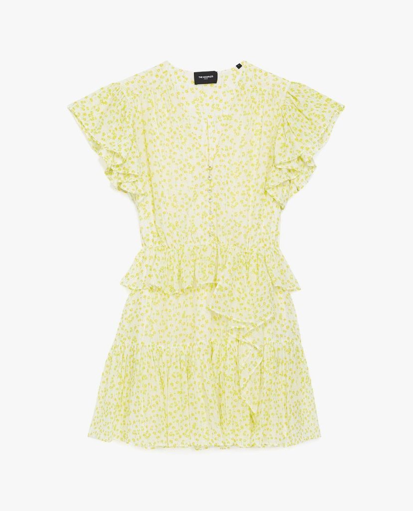 THE KOOPLES - Đầm mini cổ V tay ngắn Frills