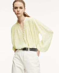 THE KOOPLES - Áo sơ mi nữ tay dài cổ V phom suông thời trang