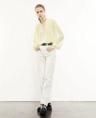 THE KOOPLES - Áo sơ mi nữ tay dài cổ V phom suông thời trang