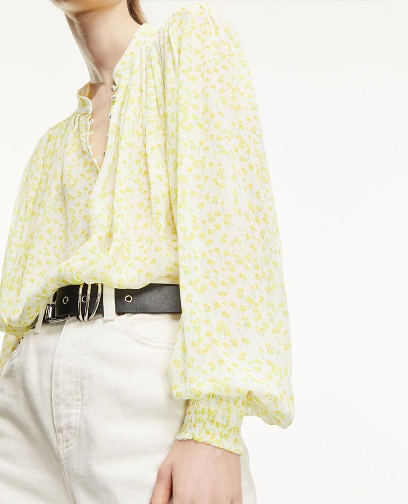 THE KOOPLES - Áo sơ mi nữ tay dài cổ V phom suông thời trang