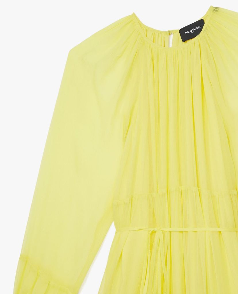 THE KOOPLES - Đầm midi tay dài xếp li hiện đại