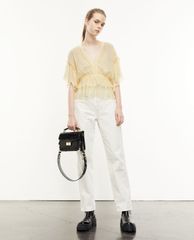 THE KOOPLES - Áo kiểu nữ cổ V phối bèo nữ tính