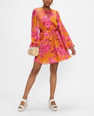 TED BAKER - Đầm mini tay dài loe họa tiết hoa Dolci