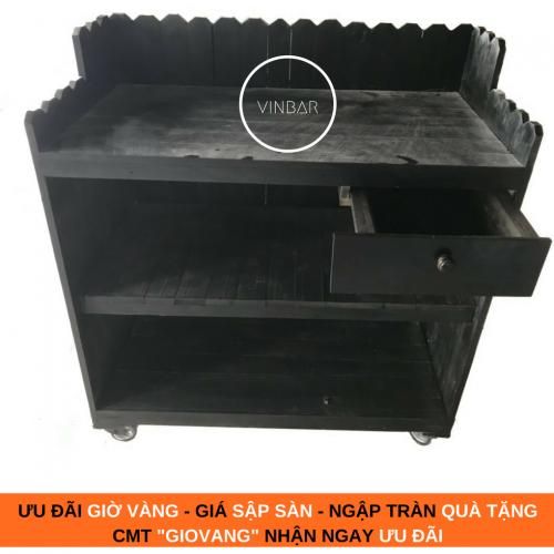 XE BÁN TRÀ SỮA GỖ KHÔNG MÁI CHE 1M X 0.6M