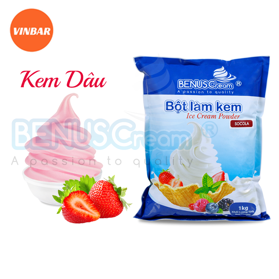 BỘT LÀM KEM TƯƠI BENUSCREAM VỊ DÂU