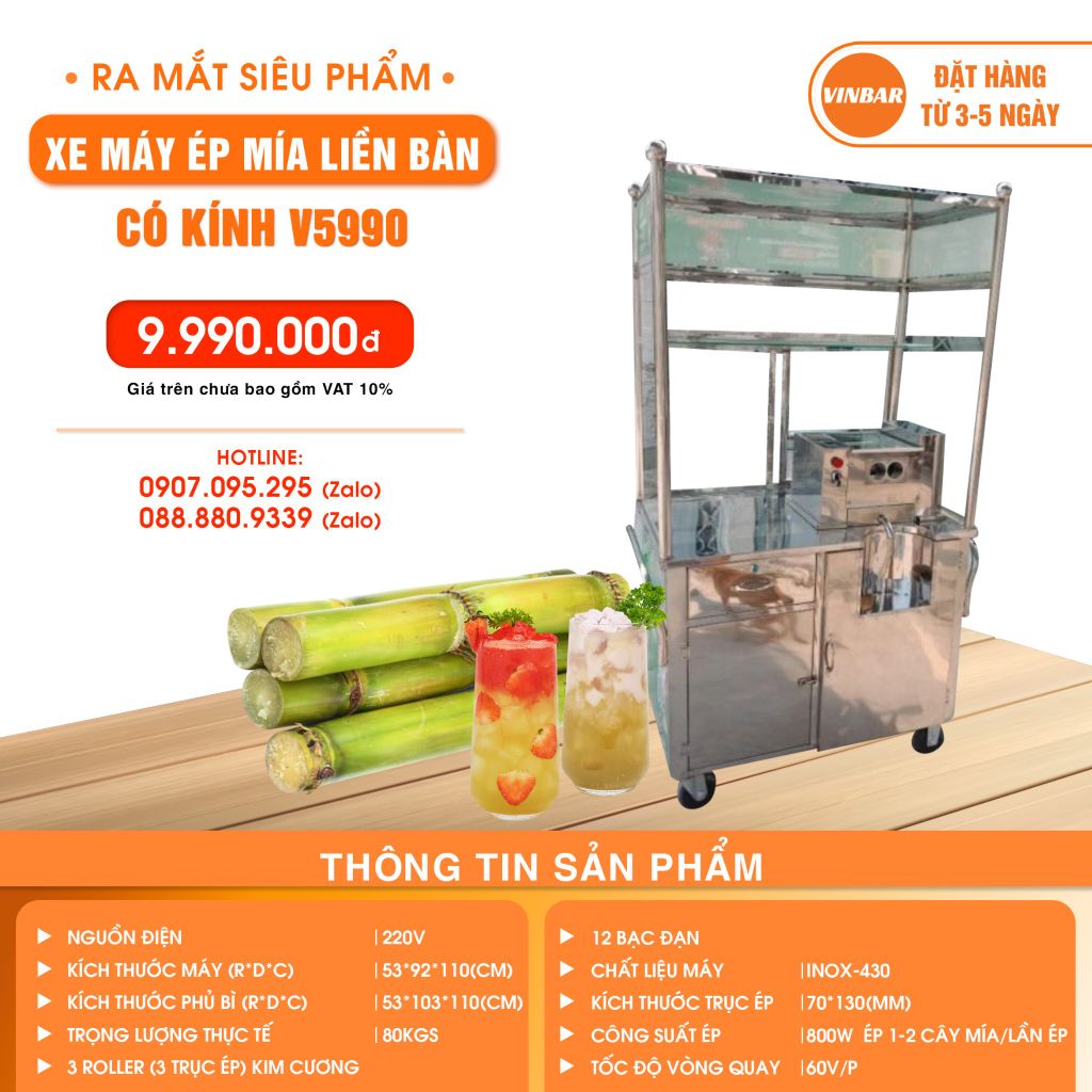 XE MÁY ÉP MÍA LIỀN BÀN CÓ KÍNH V5990