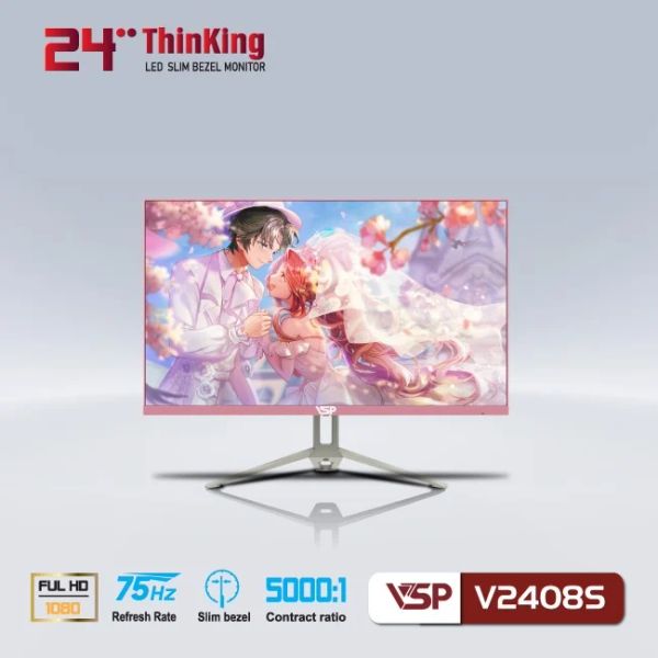 Màn hình LCD 24” VSP V2408S FHD 75Hz Gaming Chính Hãng WHITE - PINK - BLACK NEW