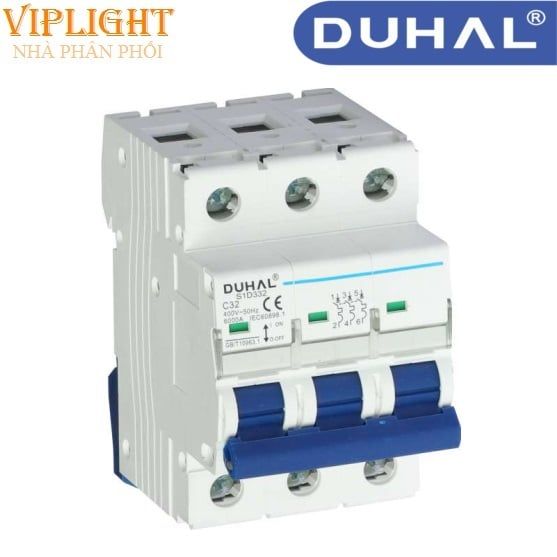 CẦU DAO TỰ ĐỘNG MCB 3 PHA 32A/6kA DUHAL S1D332 (CB 3P 32A)