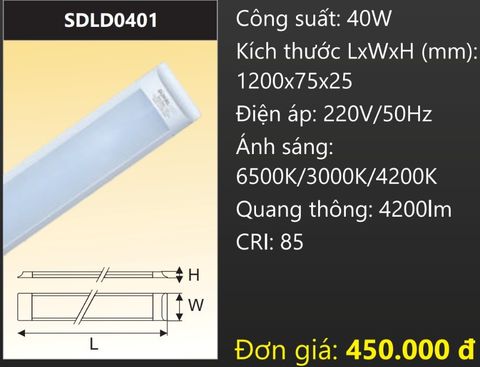  ĐÈN TUÝP BÁN NGUYỆT 1,2M (1M2) LED 3 BA CHẾ ĐỘ ĐỔI MÀU 40W DUHAL SDLD0401 