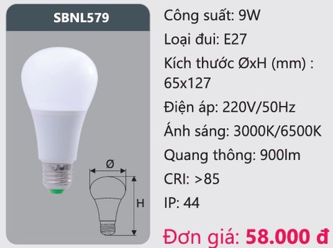  BÓNG LED BÚP 9W DUHAL SBNL579 