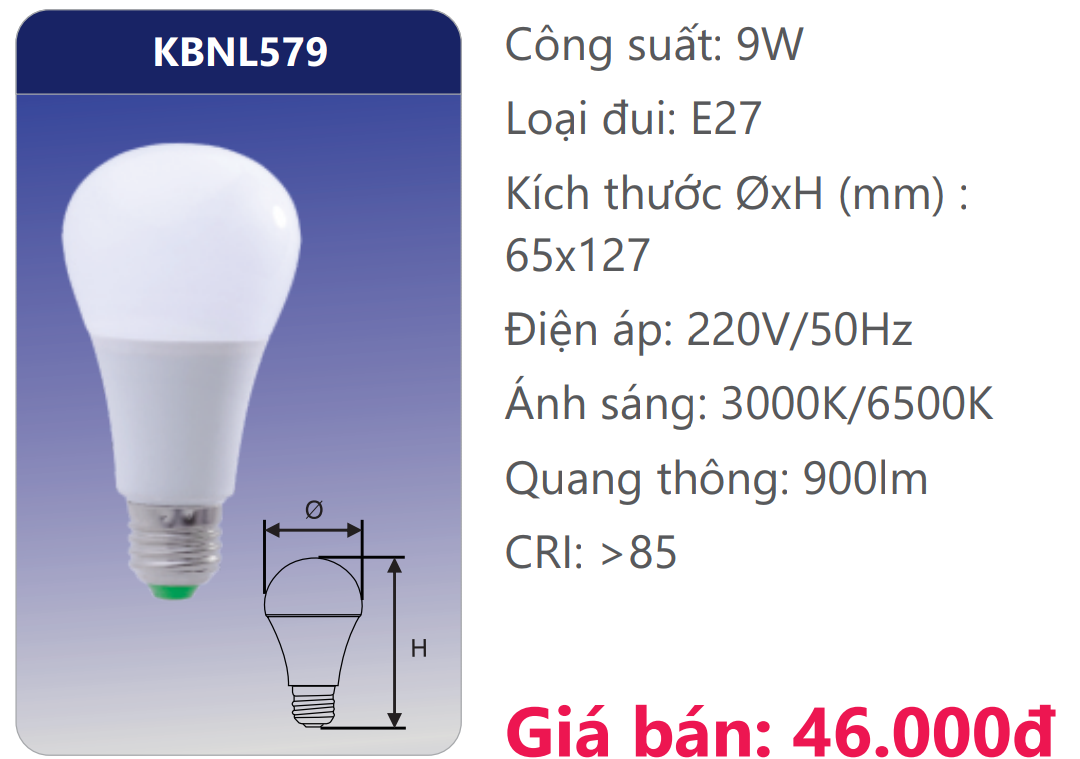 BÓNG ĐÈN LED 9W DUHAL KBNL579