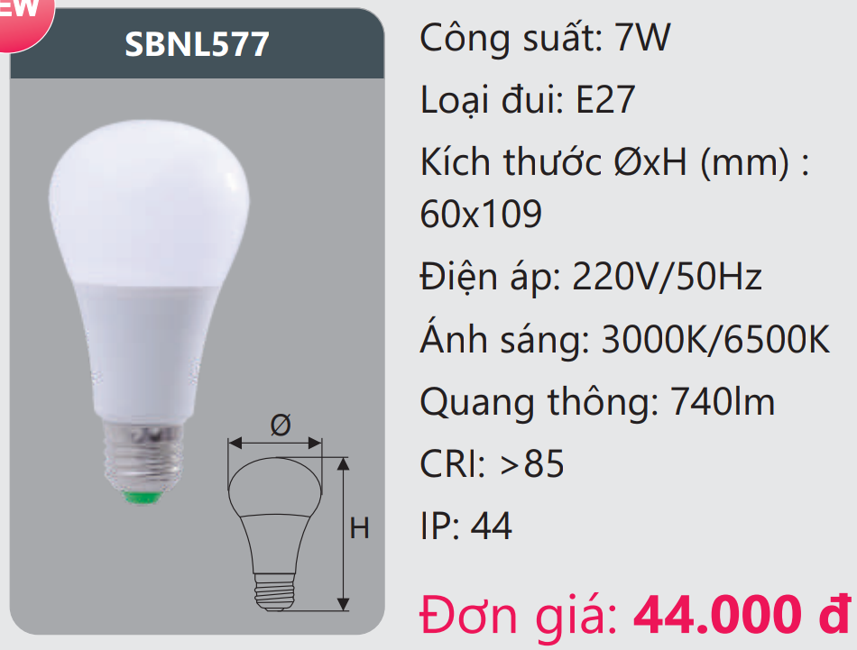 BÓNG LED BÚP 7W DUHAL SBNL577