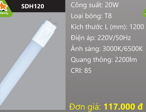  BÓNG ĐÈN TUÝP LED 20W DUHAL SDH120 / 1M2 