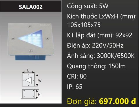  ĐÈN ÂM TƯỜNG CHỈ HƯỚNG  LED 5W DUHAL SALA002 